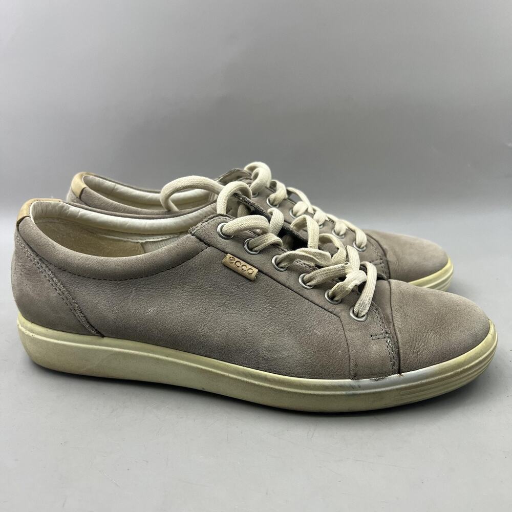 Ecco Soft 7 Casual Shoes Women Size 10 US, 41 EU Gray Nubuck Comfort Sneakers